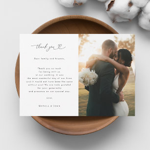 Carte De Remerciements Script de coeur romantique Minimaliste 2 Mariage p