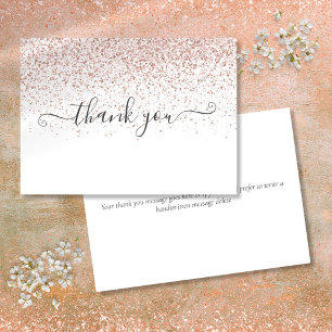 Carte De Remerciements Script de Parties scintillant or Rose moderne simp