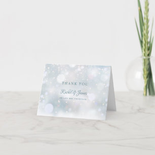 Carte De Remerciements Script de Snowflakes Winter Wedding First