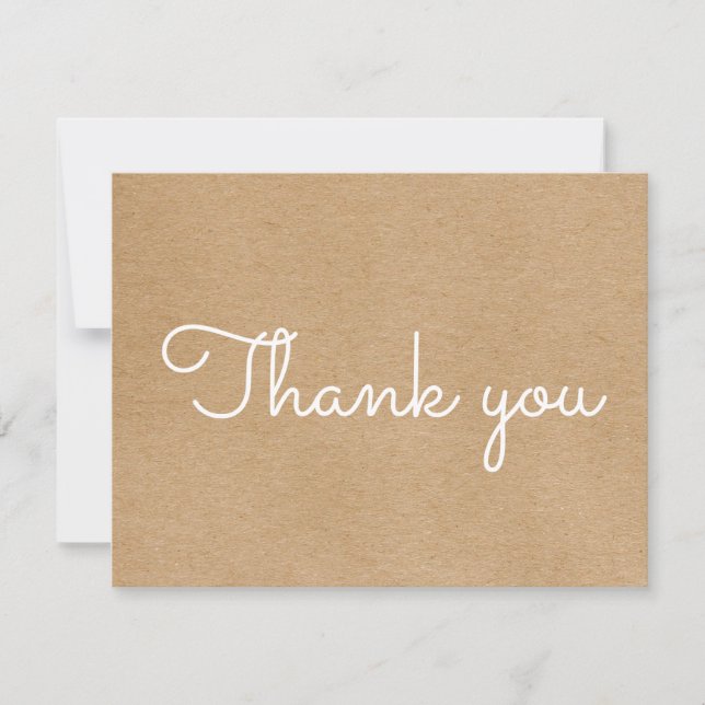 Carte De Remerciements Script d'entreprise rustique simple Kraft (Devant)