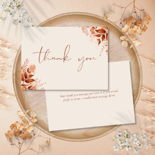 Carte De Remerciements Script élégant floral rustique personnalisé