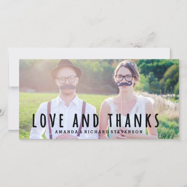 CARTE DE REMERCIEMENTS SCRIPT LOVE ET THANKS | PHOTO DE LA THANK YOU (Devant)