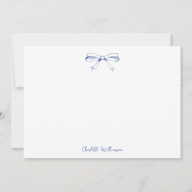 Carte De Remerciements Script manuscrit Coquette Bow Fête des mariées ble (Devant)