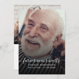 Carte De Remerciements Script manuscrit moderne 2-Photo Funérailles/Décès