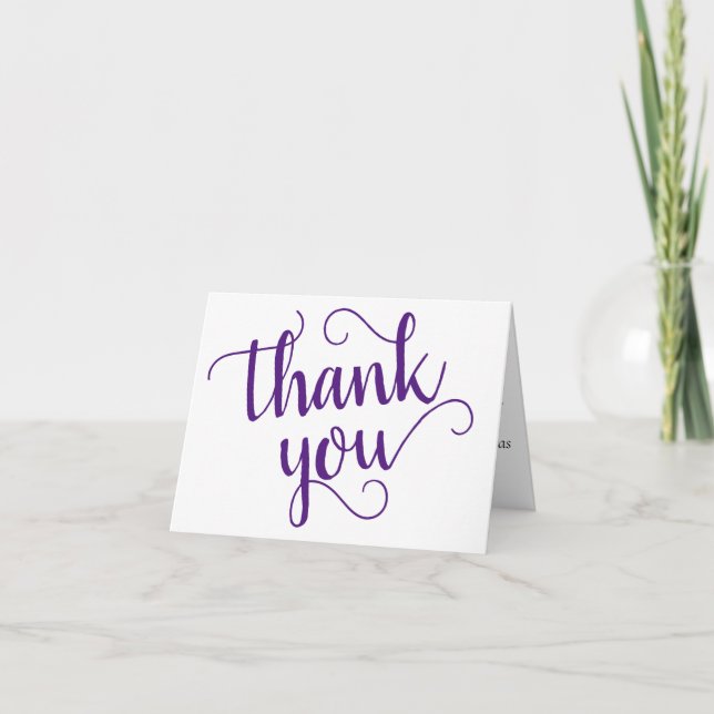 Carte De Remerciements Script minimal simple | Royal Purple Heart Photo (Devant)