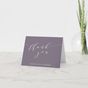 Carte De Remerciements Script minimaliste Fête des mariées violet foncé p