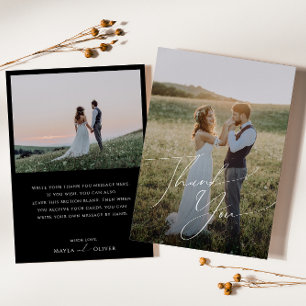 Carte De Remerciements Script minimaliste Whimsical   Black Flat Photo