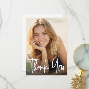 Carte De Remerciements Script moderne Custom Graduate Photos Graduation