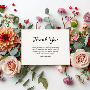 Carte De Remerciements Script moderne Flair minimaliste Mariage blanc