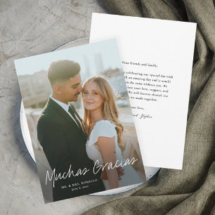 Carte De Remerciements Script moderne Muchas Gracias Mariage photo