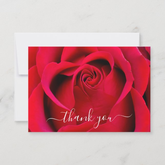 Carte De Remerciements Script moderne simple élégant Rose floral Mariage (Devant)