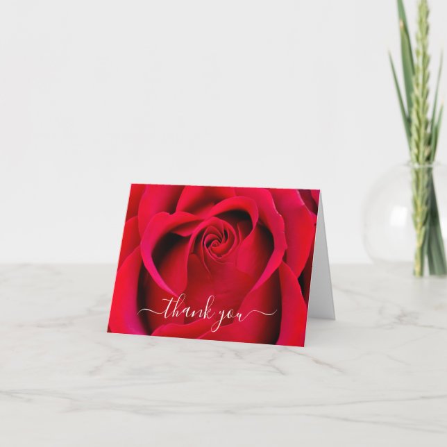 Carte De Remerciements Script moderne simple et élégant Rose floral Maria (Devant)