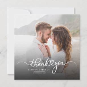 Carte De Remerciements Script photo de mariage élégant moderne