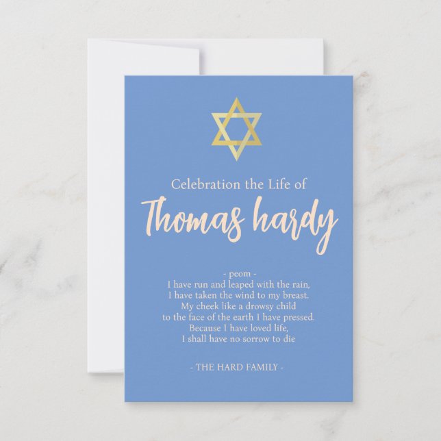 Carte De Remerciements Script photo Gold Star Jewish Memorial (Devant)