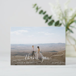 Carte De Remerciements Script photo moderne simple Boho Mariage frontalie