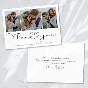 Carte De Remerciements Script photo multiple avec photo Mariage du coeur