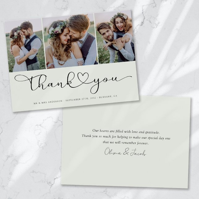 Carte De Remerciements Script photo multiple avec photo Mariage du coeur (Créateur téléchargé)