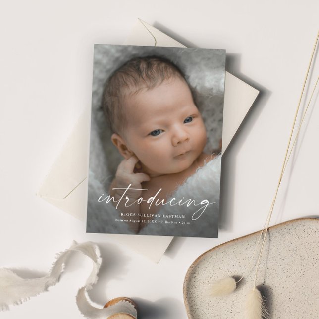 Carte De Remerciements Script Présentation de la photo de bébé (Créateur téléchargé)