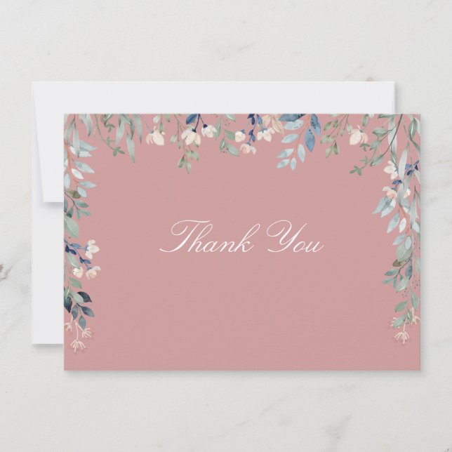 Carte De Remerciements Script rose Fleur sauvage Dusty Rose (Devant)