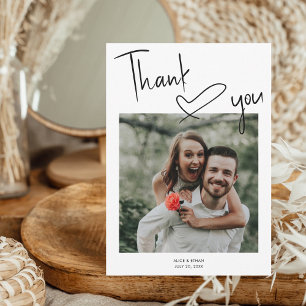 Carte De Remerciements Script Signature Mariage de photos du coeur