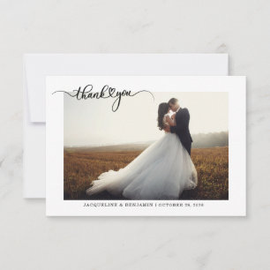 Carte De Remerciements Script simple à la main Mariage de coeur photo