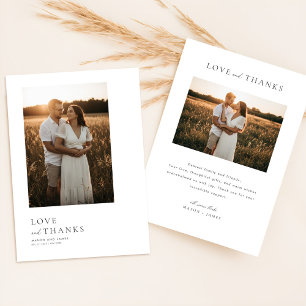 Carte De Remerciements Script Simple Minimaliste avec Photo de Mariage Bo