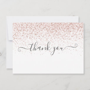 Carte De Remerciements Script simple Moderne Rose Gold Parties scintillan