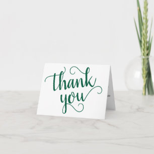 Carte De Remerciements Script vert simple   Hunter Flourish Heart Photo