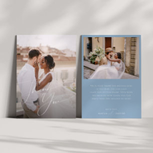 Carte De Remerciements Script Whimsical   Photo Dusty Blue Flat