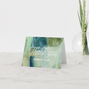 Carte de remerciements se pliant d'aquarelle bleue