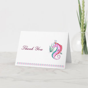 Carte De Remerciements Seahorse Thank You Card in Art Deco Colors
