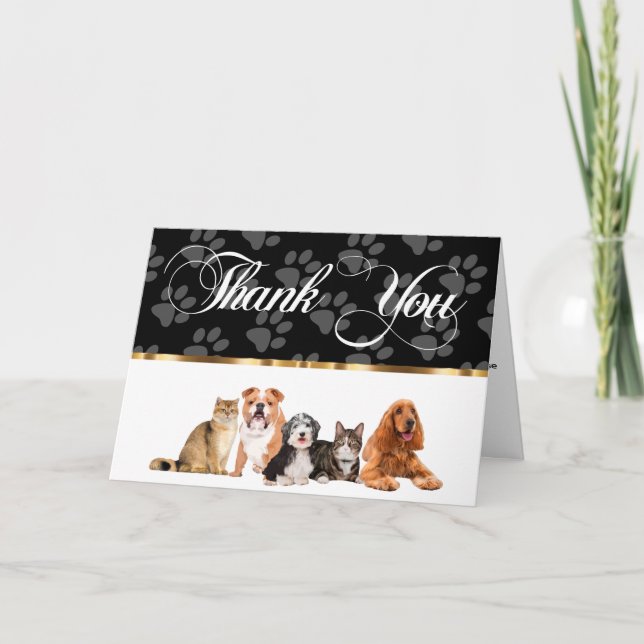 Carte De Remerciements Secourt pour animaux de compagnie classique ou Ass (Devant)
