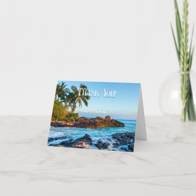 Carte De Remerciements Secret Beach Maui, Tropical, Paradis, Mariage (Devant)