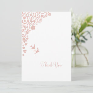 Carte De Remerciements Secret Garden Blush Floral Lovebirds Mariage