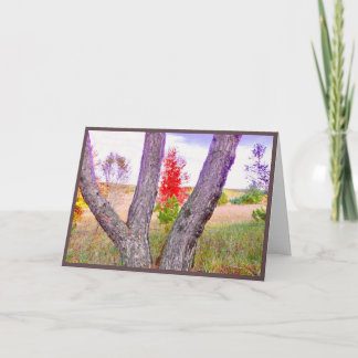 Carte De Remerciements "Seeing Red" Bright Red Tree blank greeting card