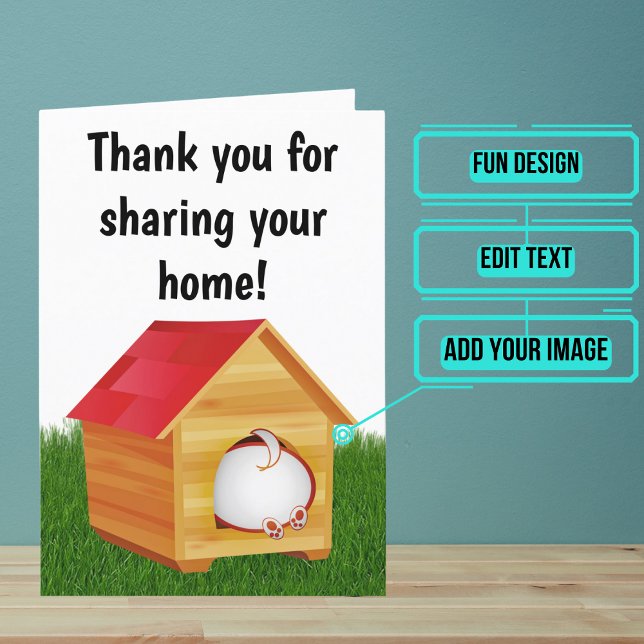 Carte De Remerciements Séjour d'hôtes avec conception de maison de chien (This is a great card to thank someone who showed you hospitality.)