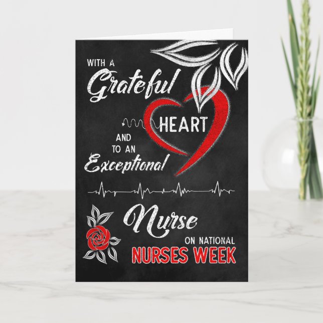 Carte De Remerciements Semaine des infirmières Grateful Coeur rouge Chalk (Devant)