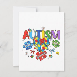 Carte De Remerciements Sensibilisation sur l'autisme Bow Coquette Puzzle 