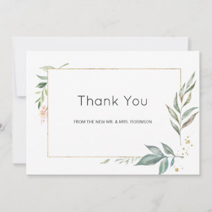 Carte De Remerciements Sérénité Simplistic Greenery Mariage géométrique