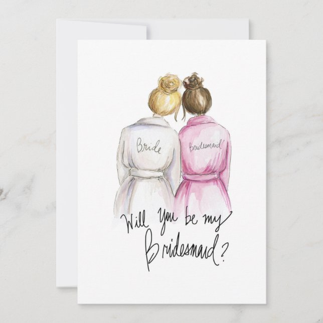 Carte De Remerciements Serez-vous mon BM ? Bl Bun Bride Br Bun Maid (Devant)