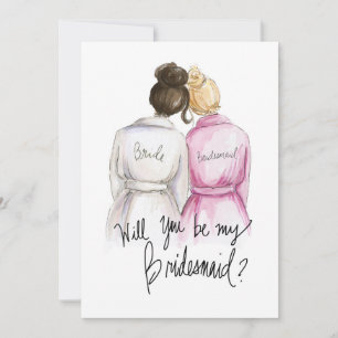 Carte De Remerciements Serez-vous mon BM ? Dk Br Bun Bride Bl Bun Maid