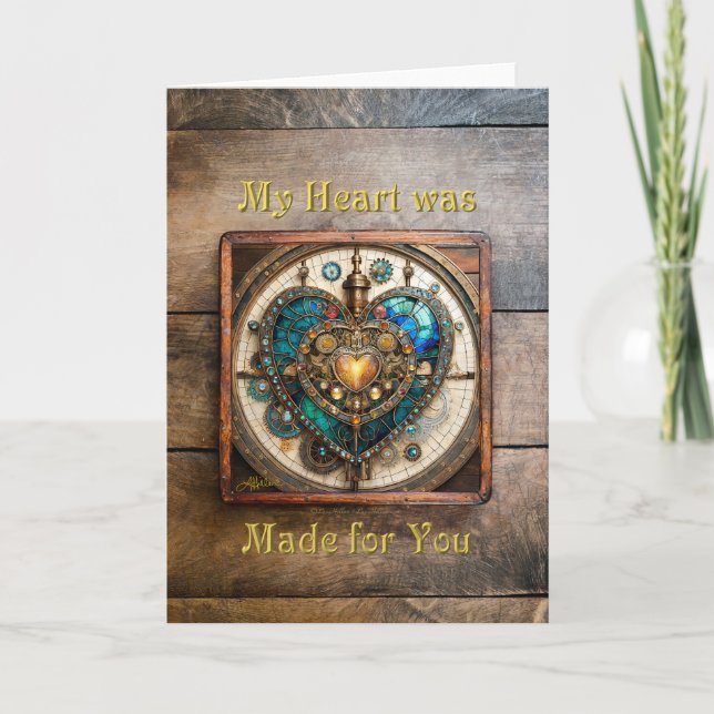 Carte De Remerciements Série Coeur en verre doré Steampunk Steampunk (Devant)