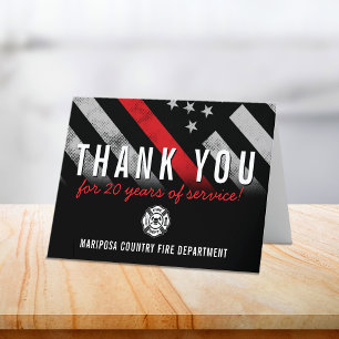 Carte De Remerciements Service des pompiers 20 ans
