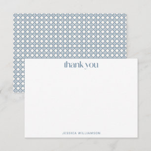 Carte De Remerciements Serviette Personnalisée avec Tissage de Rotin Bleu