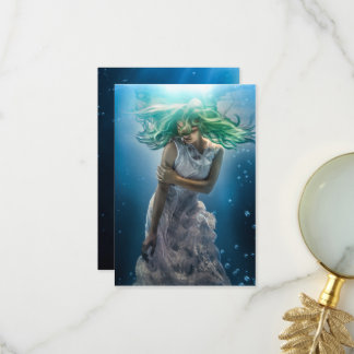 Carte De Remerciements Ses Boucles D'Émeraude - Sirène Hiver Sous L'Eau