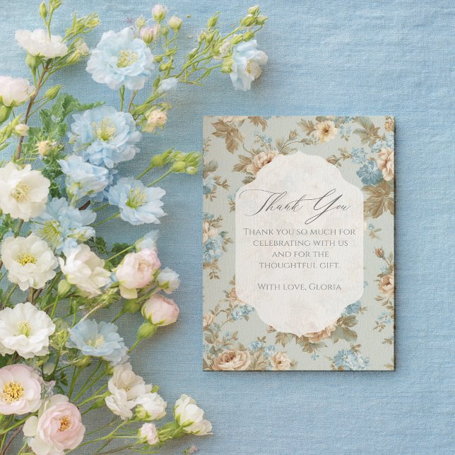 Carte De Remerciements Shabby Chic floraux mariage (Créateur téléchargé)