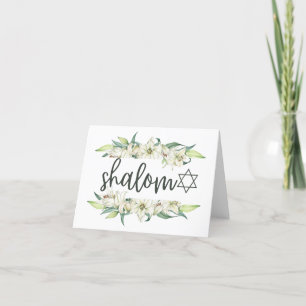 Carte De Remerciements Shalom (avec Lilies et Etoile de David)