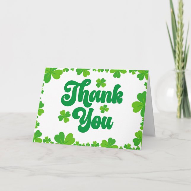 Carte De Remerciements Shamrock vert St Patrick's Day Four Leaf Clover (Devant)