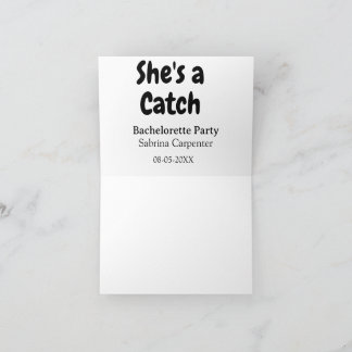 Carte De Remerciements She's a catch bachelorette party name date simple 