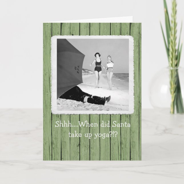 Carte De Remerciements Shhh...Père Noël Doing Yoga Christmas Greeting Car (Devant)